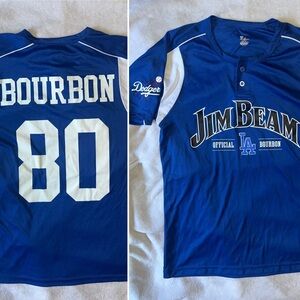 NEW Jim Beam x LA Dodgers Blue Baseball Jersey – Adult Small Loose Fit Tee
